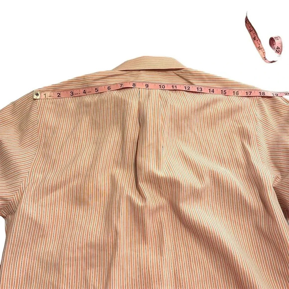 Brooks Brothers Men's Orange Striped Button-Down Shirt Size 15 - Picture 9 of 10
